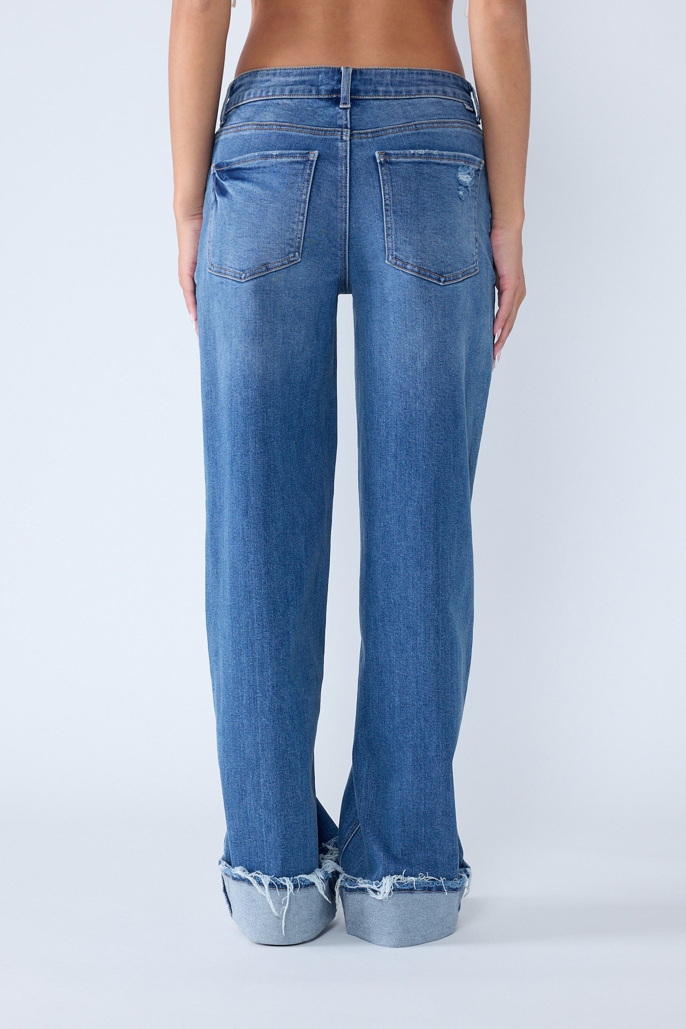 High Rise Baggy Cuffed Wide Leg Jeans 6
