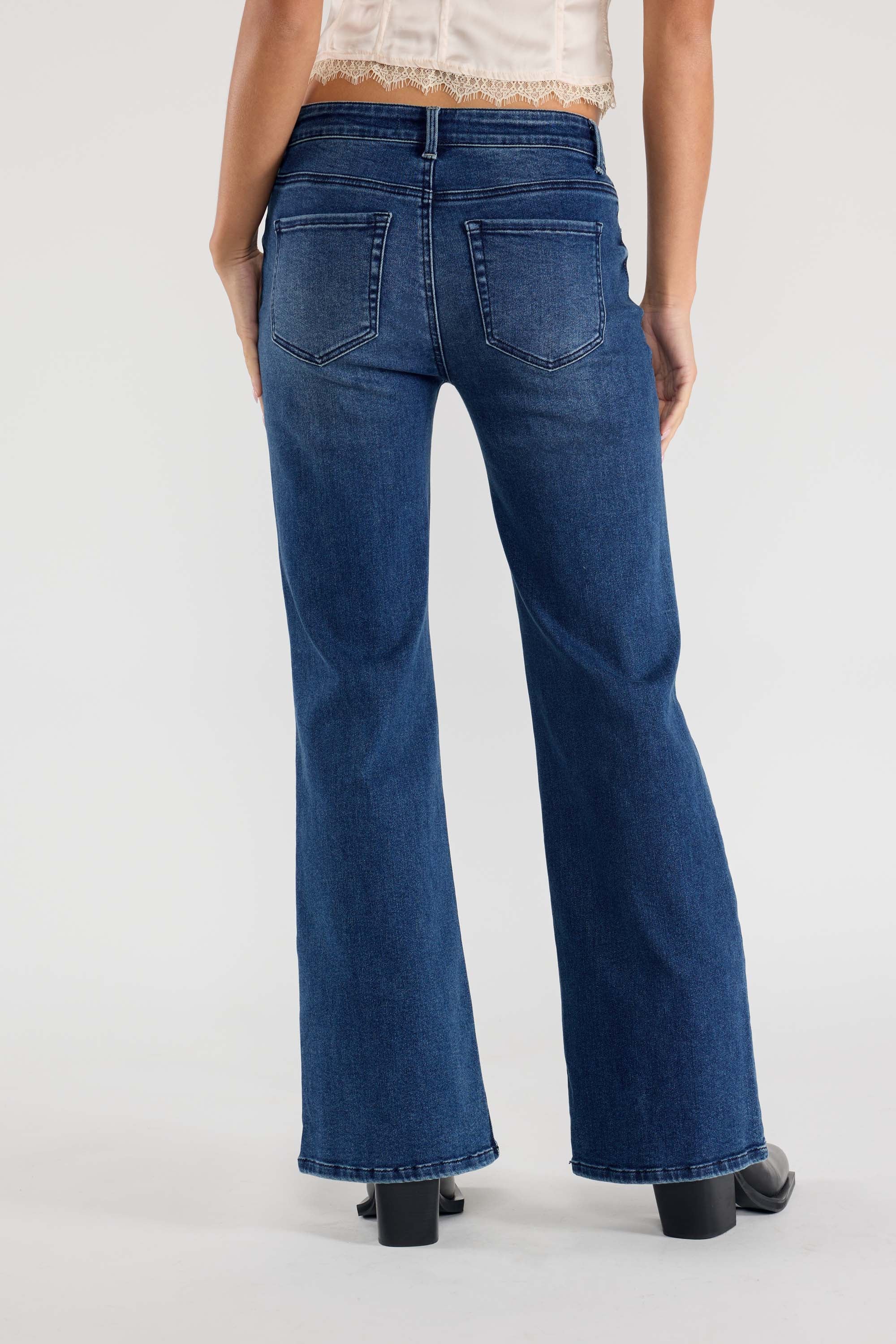 Mid Waist Wide Leg Jeans with Tacking 12